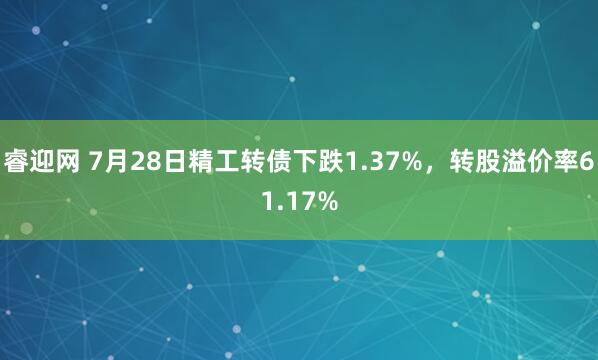 睿迎网 7月28日精工转债下跌1.37%，转股溢价率61.17%